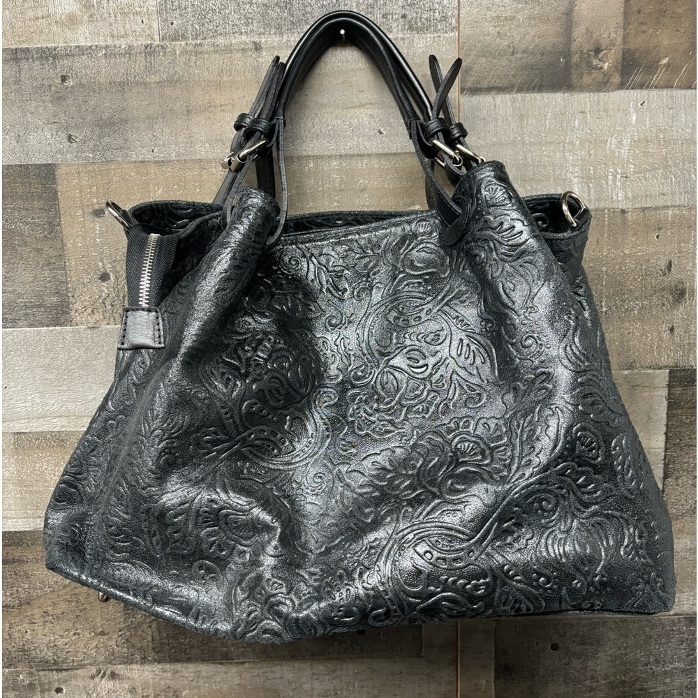 ISADORA Tooled Italian Leather Large Bag
